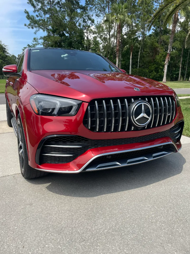 Ceramic coating Jacksonville FL - front view of Mercedes with fresh ceramic coating protection